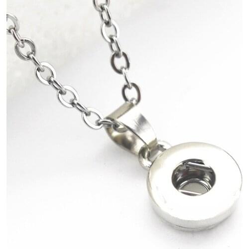 12mm Snap Button Necklace 10pcs Silver Snap Pendant Buttons Snap Necklace Jewelry With 50cm Chain