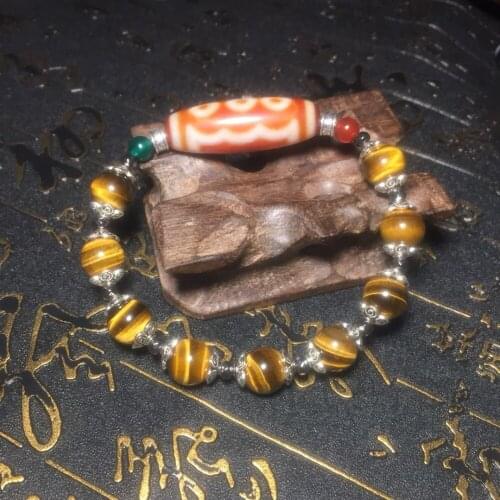 13*38mm Tibetan red agate 5eyes DZI A Natural Tiger Eyestone 10mm Bead String Lady Jewelry Bracelet Free Shipping