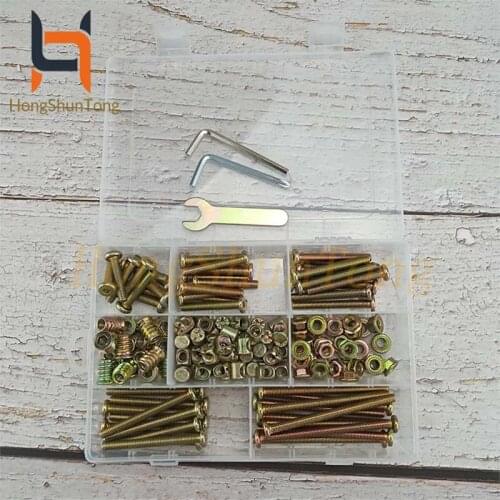 150pcs M6 Furniture screws/Nuts kit Zinc Plated Cross Dowel Slotted Furniture Nut Wood Insert Nut