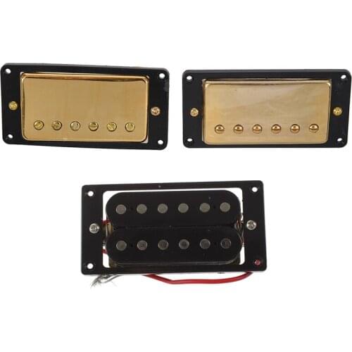 2Pcs Black Humbucker Double Coil Electric Guitar Pickups + Frame Screw & 1 Set Humbucker Pickup Gold for Gibson Les Paul