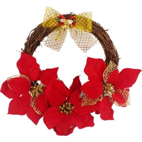 30cm Simulated Christmas Wreath Rattan Circle Bow Wreath Home Party Hanging Decor For Valentines Day Christmas Festive Supplies