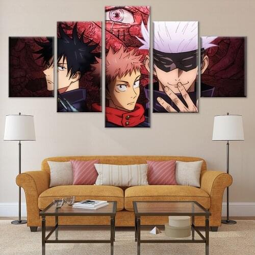 5pcs Anime Jujutsu Kaisen Poster Animation Wall Art Satoru Gojo Wallpaper Canvas painting Art Wall frame