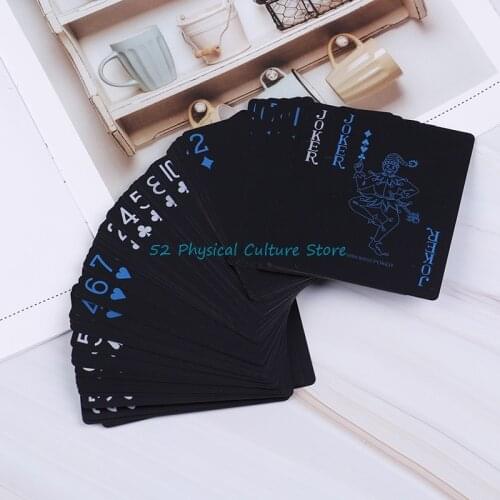 54pcs New Waterproof Pvc Pure Black Magic Box-packed Plastic Playing Cards Set Deck Poker Classic Tricks Tool