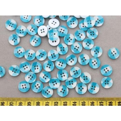 800 pcs Resin blue stripes print Candy Buttons 4 holes 12mm you pick color