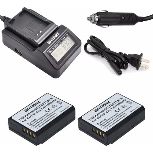 2x LP-E10 LP E10 LPE10 Camera Battery and Quick Digital Charger for Canon EOS 1100D 1200D 1300D Kiss X50 X70 X80 Rebel T3 T5 T6