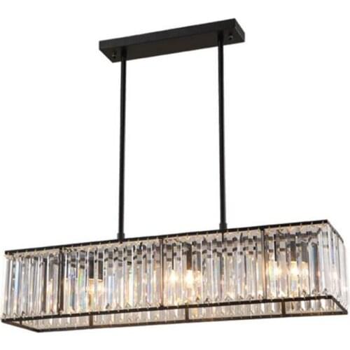 American crystal chandeliers modern minimalist restaurant bar lamp European retro iron dining chandeliers long table chandeliers