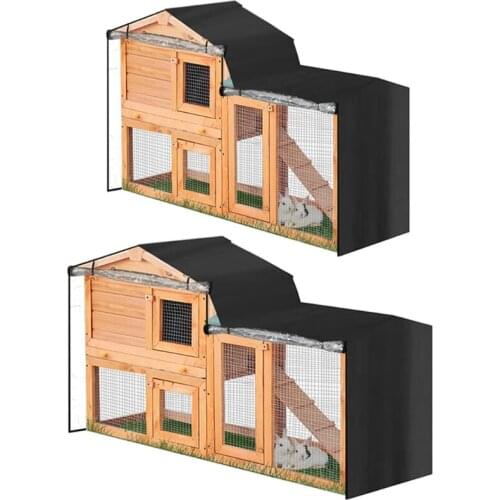 Rabbit Hutch Cover 210D Durable Thermal Covers Pet Crate Covering for Cage with Pointed Window Easy to Install Two Size