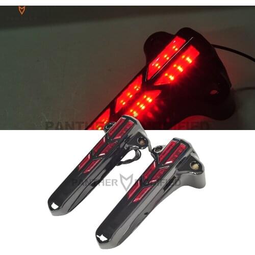 Black Motorcycle LED Front Lower Fork Leg Covers Red Lens Case for Harley FLHR FLHX FLHT 2014 2015 2016 2017