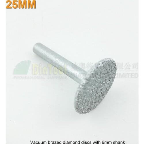 DIATOOL Dia 25mm Mini Vacuum Brazed Diamond Discs 6mm Shank Cutting Grinding Carving Granite Marble Stone Diamond Saw Blade Disc