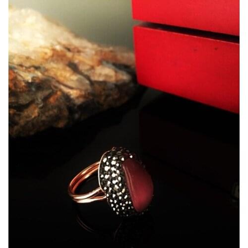 Dr Stone Natural Stone Women 'S Cat 'S Eye Stone rose gold plated Ring KR 372884319
