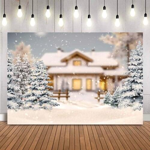 Winter snow Christmas house photocall backdrop snowflake Children baby portrait photo background studio photophone Outdoors Pine
