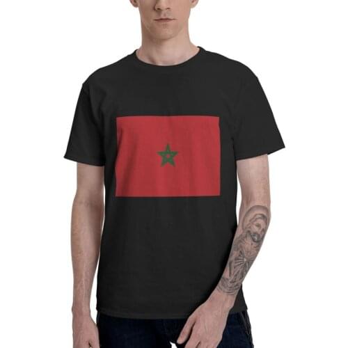 Flag Of Morocco T Shirt Mens Cotton Printed T-shirt Fashion Tshirt Short Sleeve Moroccan Patriotic Tees Tops