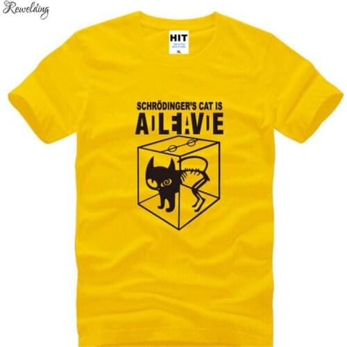 The Big Bang Theory Sheldon Schrodingers Cat is Alive Printed T Shirts Men New Summer Short Sleeve O-Neck Cotton Mens T-Shirt