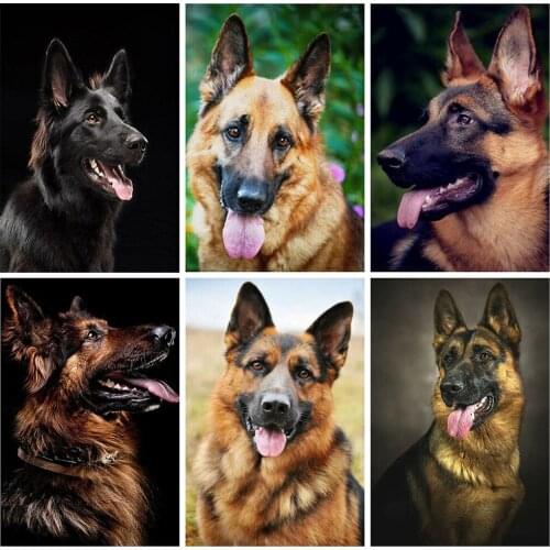 Canvas Size 5D DIY Diamond Painting Full Square Rhinestones Shepherd Dog Mosaic Cross Stitch Kits Embroidery Animal Needlework
