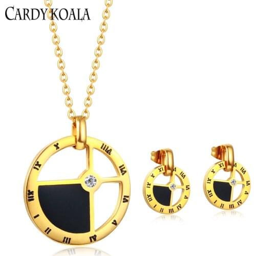 New fashion gold-Plating jewelry set ladies pendant earrings set high quality stainless steel jewelry set