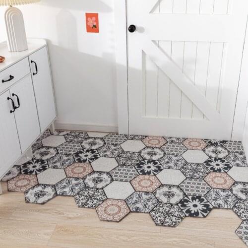 Creative geometry Hexagonal Entrance Hall carpet PVC wire loop mat INS Door mat Living room floor mat bathroom non-slip rug