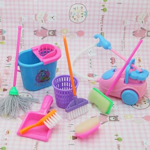 Hot! 9pcs/set Mini Doll Accessories Household Cleaning Tools for Doll Accessories For Dollhouse Kids Educational Toy