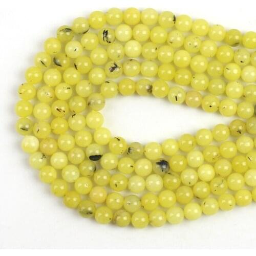 Lemon Opal Natural Stone Round Loose Quartz Beads 15'' 6/8/10/12mm For Jewelry Making DIY Bracelet Earrings Accessories