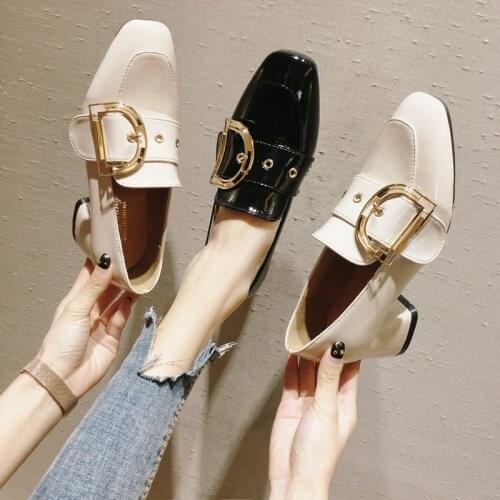 Japanese small leather shoes women retro 2021 new spring British style square toe Korean all-match high heels