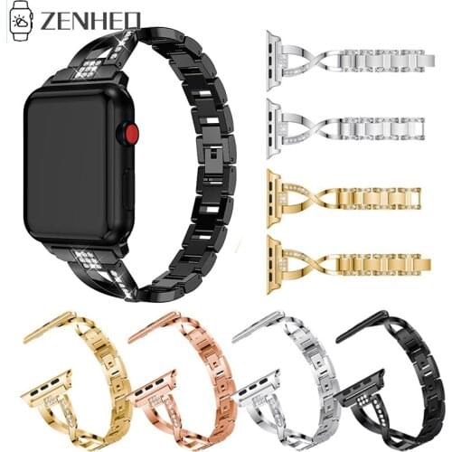 Metal Strap Bracelet For Apple Watch Band 40mm 44mm 38mm 42mm Rhinestone Watchband for iWatch Series 4 3 2 1 Strap Wristband