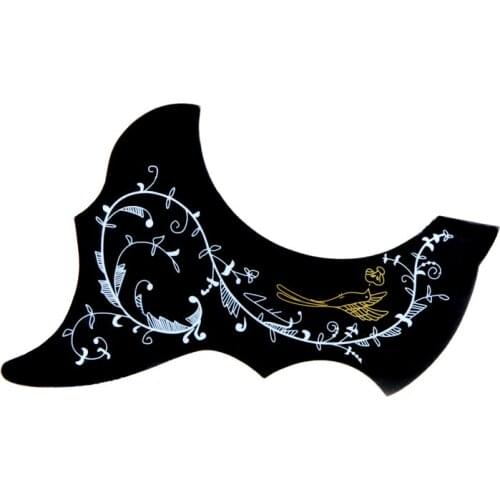Fashion Bird Flower Pattern Acoustic Guitar Pickguard Scratch Plate PVC Black