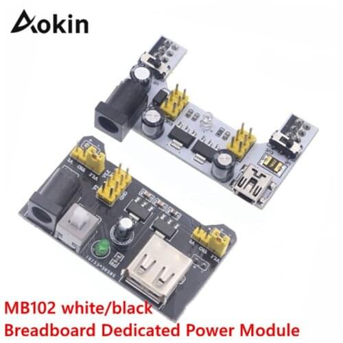 Aokin MB102 Solderless Breadboard Power Supply Module For Arduino 3.3V 5V MB102 white/black Breadboard Dedicated Power Module