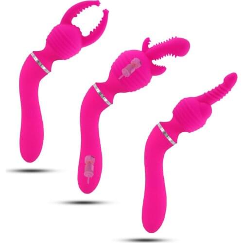 Powerful Magic Wand Vibrator with 3 Head Cover Caps Silicone Vibrators Dual Motor AV Stick Sex Toys for Women G Spot Massager