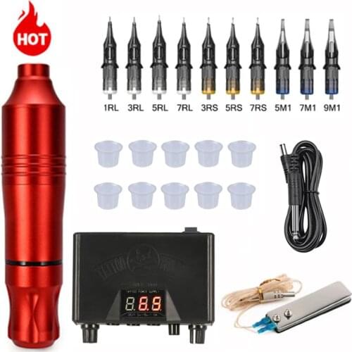 Tattoo Machine Kit Professional Rotary Pen Set Tattoo Cartridge Needles For Permanent Makeup Eyebrow Tattoo Body Artist