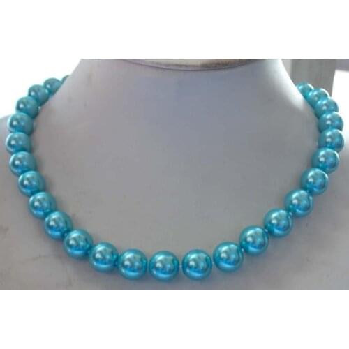 New Fashion 10mm Blue South Shell Simulated-Pearl Rouund Beads Fashion Women Necklace High Grade Jewelry Making 18inch BV265