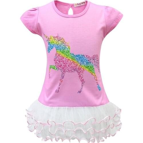 NEW unicorn Childrens clothing Girls dress Princess Fashion dress up Kids One-piece mesh skirt Princess Cartoon
