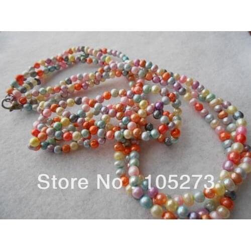 Wholesale Mothers Day Gift Jewelry 4-5MM Multicolor Natural Freshwater Pearl Necklace Bracelet Jewelry Set New Free Shipping