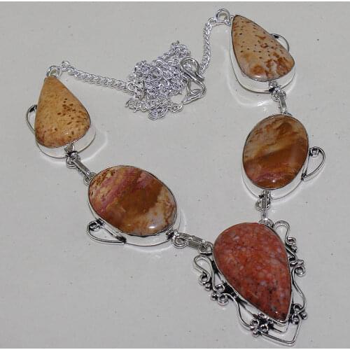Picture Jaspper Necklace , 52.5 cm, N0546