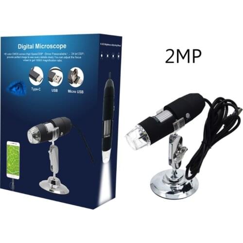 2MP 3in1 USB Type-C Micro-USB 1000X Microscope with bracket Camera 1080p Video for Smart Phone OSX Windows PC Computer