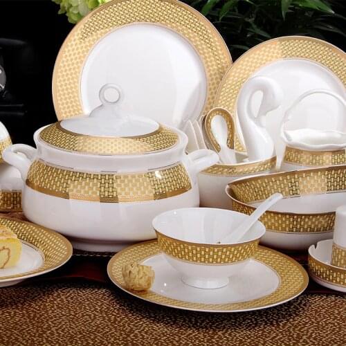 Phnom Penh tableware 60 European high-grade bone china Jingde zhen ceramic dishes set