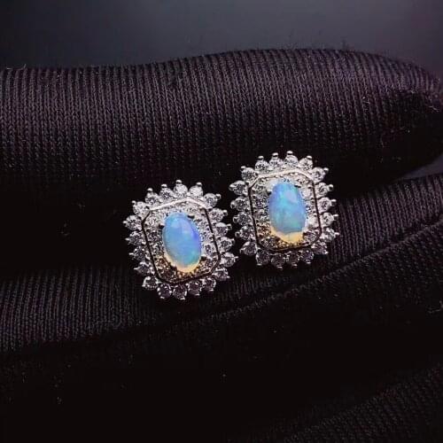 Best Opal earring Natural real opal 925 sterling silverFine jewelry Earring