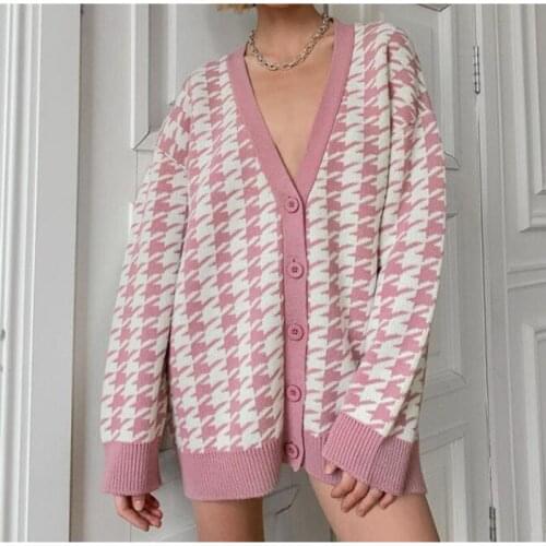 2021 New Fashion Spring Autumn V-Neck Single Breasted Knitted Cardigans Sweater Loose Long-sleeved Sweater Holiday Warm Clothes