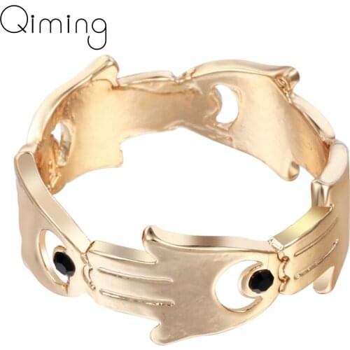 Geometric Dainty Hand Of Fatima Hamsa Ring Women With Evil Eye Imitation Rings Wedding Vintage Gift Girl Buda Cheap Jewelry