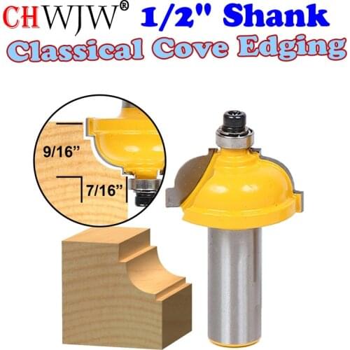 1pc 1/2" Shank High Classical Cove Edging Router Bit - 5/16" Radius Wood Cutting Tool woodworking router bits - Chwjw - 13181