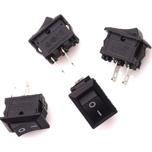 10pcs/batch black button mini switch 6A-10A 110V 250V KCD1 2Pin Snap-in on/off rocker switch 2-pin