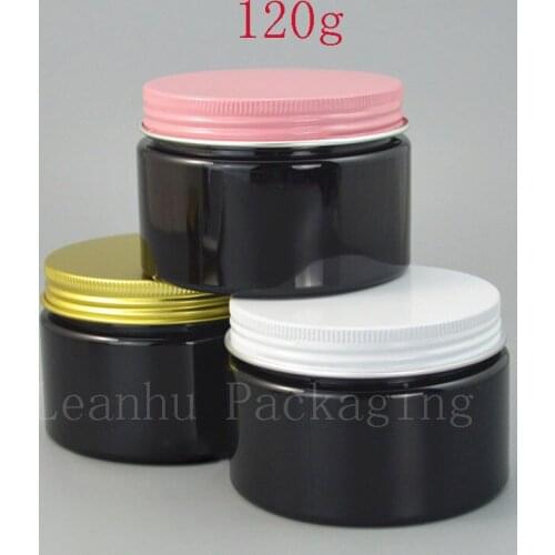 120g 24PCS Black Cream Jar Makeup Pot With Aluminum Screw Cap,Refillable Empty Cosmetic Containers Solid Perfume Bottle