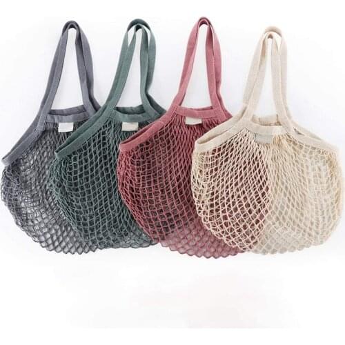 5 Packs Reusable Grocery Mesh Bags,Portable&Washable Cotton String Shopping Bag with Handle,Random Color