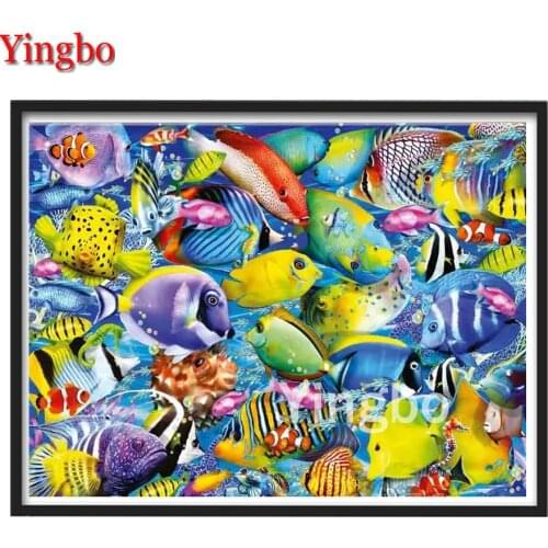 5d Diamond Embroidery Color fish 3d Diamond painting Cross Stitch Needlework Mosaic Painting Rhinestones Home Accessories arts