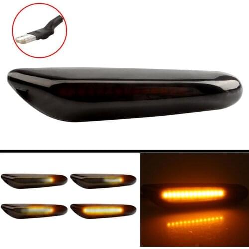 2Pcs Flashing Car Turn Signal Lights Lateral Side Marker Lamps LED Strobe Indicator Amber 12V For BMW E90 E91 E92 E60 E87 E46