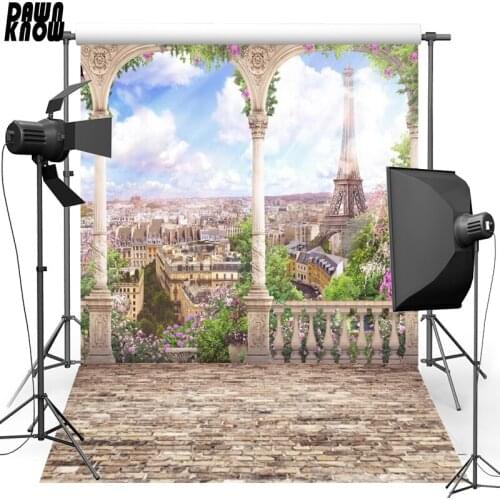 DAWNKNOW City View Vinyl Photography Background For Wedding Flower Arch Polyester Backdrop For Children Photo Studio 2116