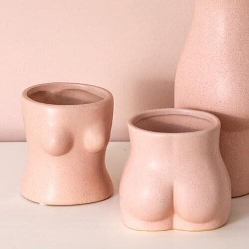 Artificial Human Body Art Vase Nordic Ceramic Butt Nude Vase Ornament Office Pen Holder Home Decoration For Garden Decoration