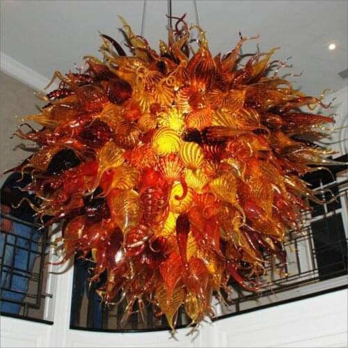 Spanish Multicolor Lamps Chihuly Style Art Design Frosted Blown Glass Hotel Foyer Chandelier