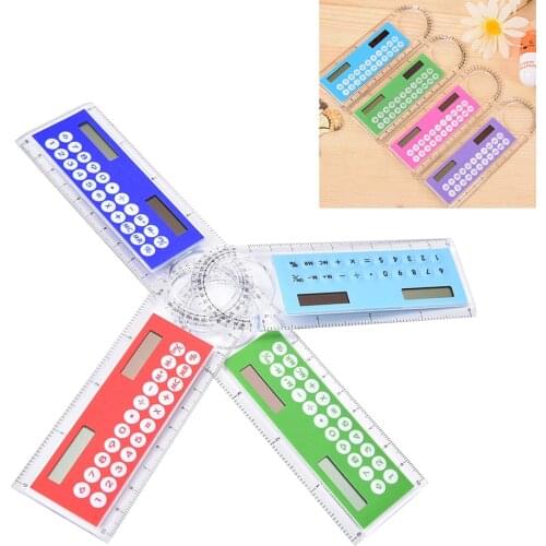 JETTING New Creative Mini Portable Solar Energy Calculator Colorful Multifunction Student Ruler Gift