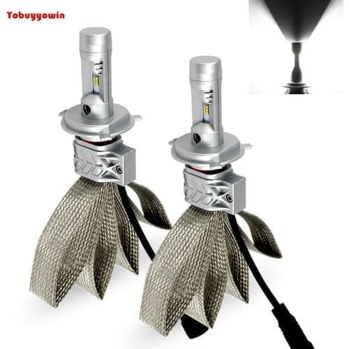 Pair Car Styling H4 P43T H7 Integrated LED Headlight Kits CANBUS Fog DRL Driving Bulb Powered By LumiledsChips with Copper Belt
