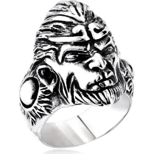 Monkey King For Men Ring Stainless Steel Chinese Style Classic Ring Christmas Party Gift Knuckle Ring Vintage Jewelry