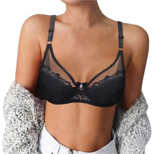 Lace Floral Bras Lingerie Women Sexy Bralette Female Push Up Bra Body Built Shaping Front Buckles Underwear No Steel Ring Tube